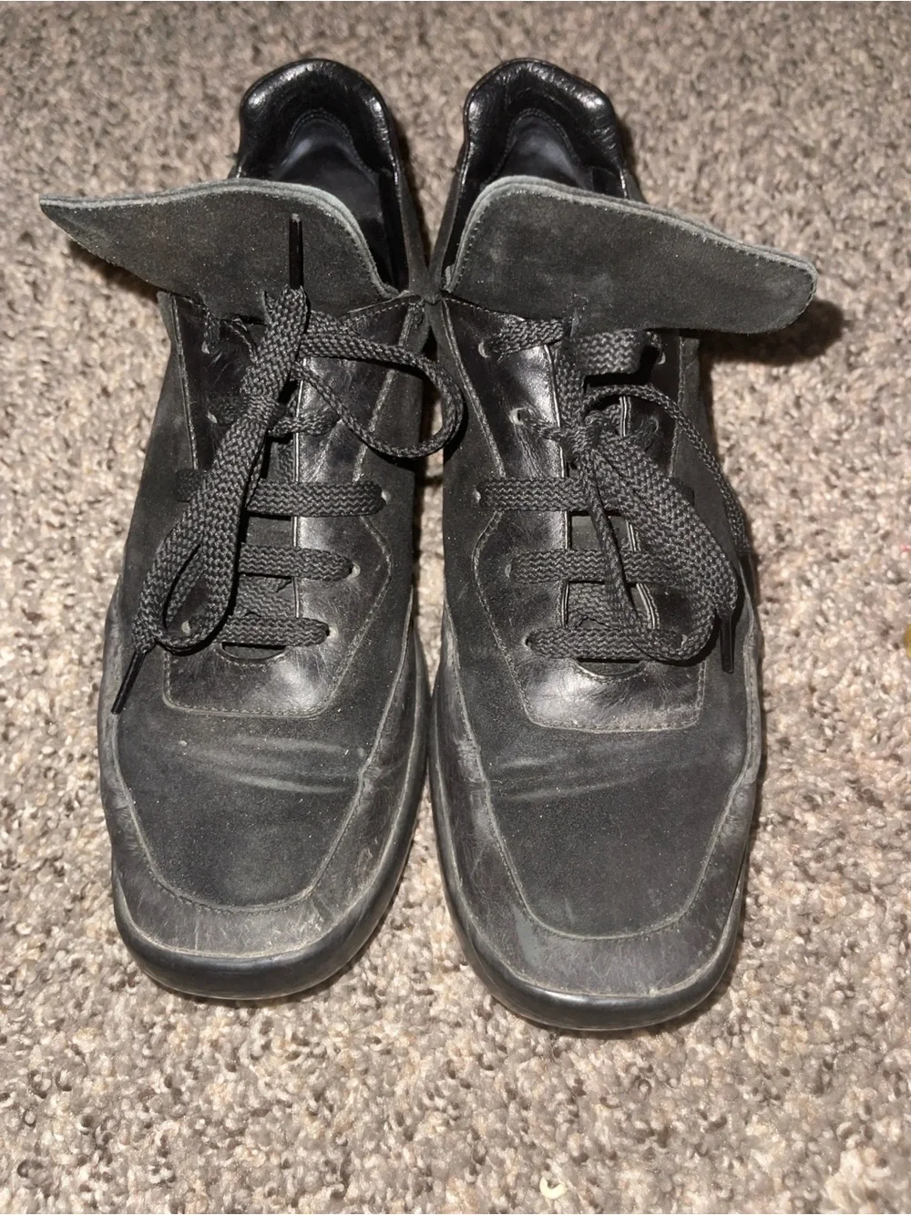 CHANEL Men’s Black Suede CC Logo Lace-Up Sneakers